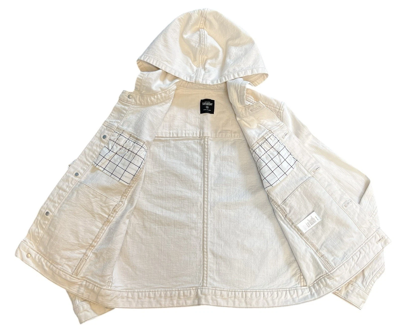 KATE SPADE Saturday Giacca Donna con Cappuccio Dean Denim Bianco Taglia Media