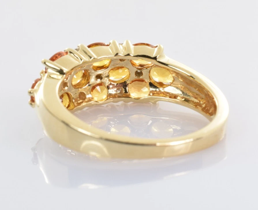 EFFY Orange Sapphire & Diamond Cluster Ring 14k Yellow Gold 2.60 Carats Size 7 - Image 4 of 4