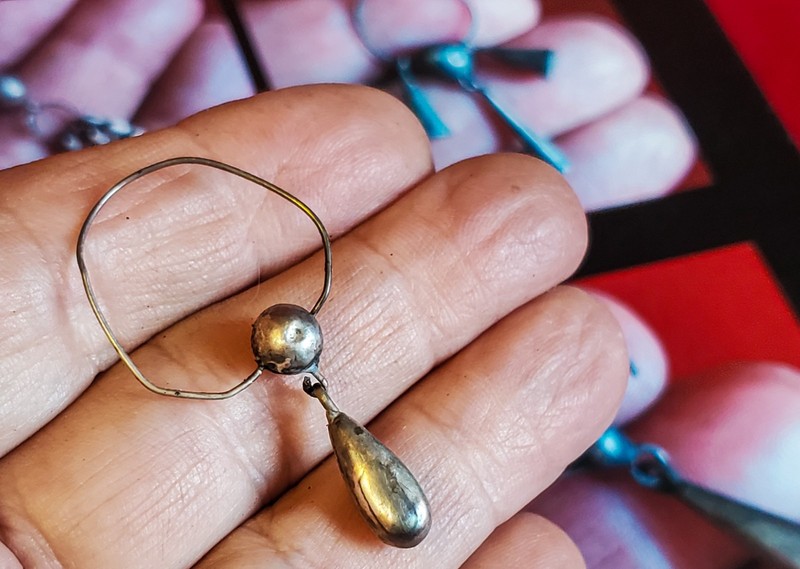 1700s Fur Trade Silver ~ Interesting Teardrop EarBob