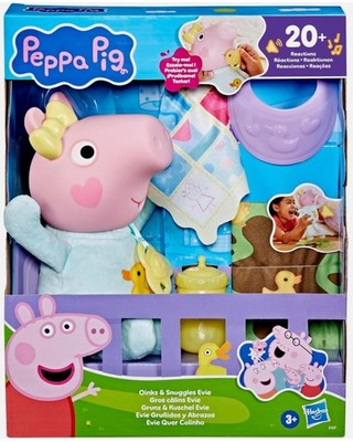 Peppa Pig Oinks & Snuggles Evie Interactive Plush Doll   25+ Reactions   New