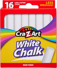 White Chalk Sticks 16 Count Long-Lasting Break-Resistant Classroom Art Supplies