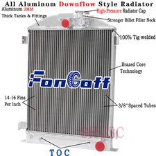 3 Row Aluminum Radiator For 1932 Ford Model HI-BOY GRILL SHELLS CHEVY ENGINE