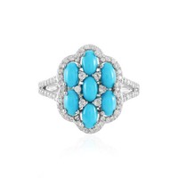 Cavill Ring Damen Sterlingsilber Platin TüRkis 6,6Ct Zirkone Oval