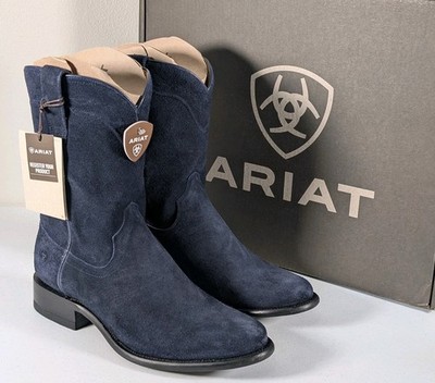 Ariat Yellowstone Midnight Rancher Roper Boots Size 10.5D Oiled Navy Roughout