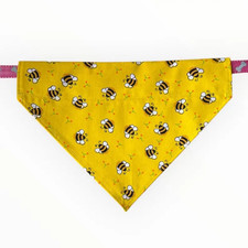 Dog Bandana Summer Yellow Bee Print Over the Collar Slide on Bandanna Handmade