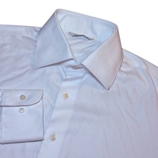 Suitsupply Mens 40/L White Extra Slim Fit Formal Dress Shirt Textured Cotton