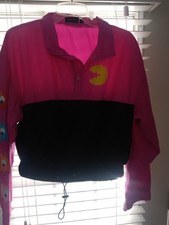 PAC-MAN Unisex L Pink/Black Colorblock 1/4 Zi...