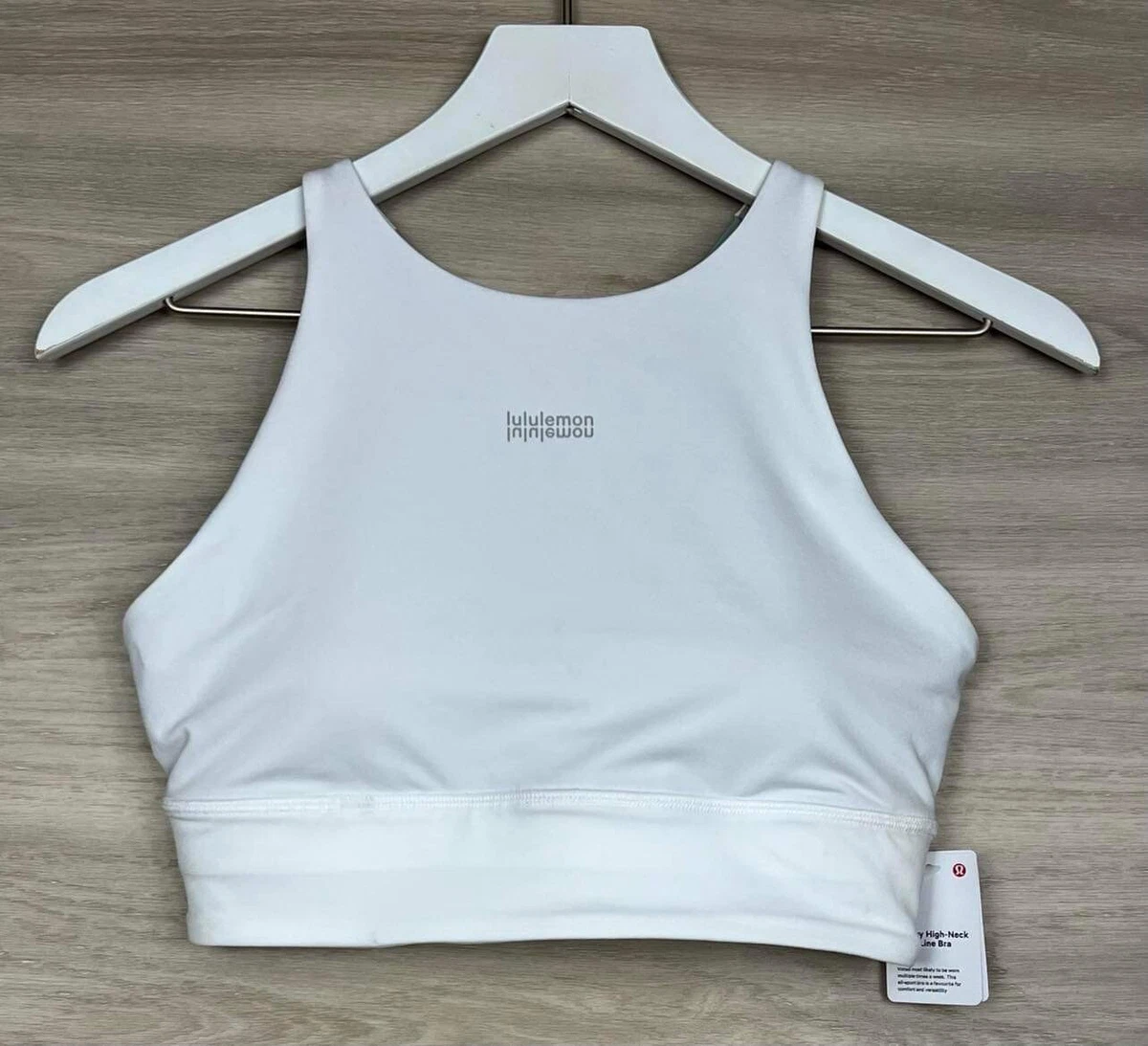 Lululemon Energy High Neck Long Line Bra Size 6 * Motif White