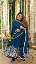 Indian Party Wear Chinon Silk With Embroidery Designer Salwar Kameez Dupatta