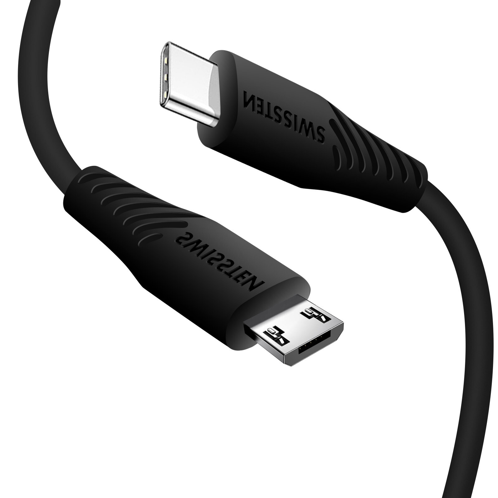 Fast Charging 3A USB-C to Micro-USB Sync Cable 1m Swissten Black