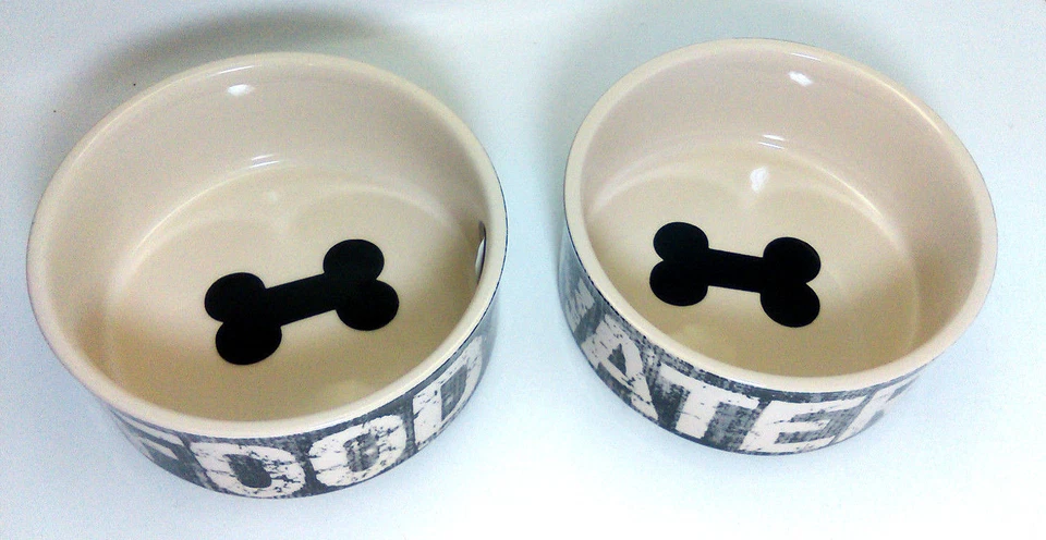 Juego de 2 cuencos de agua para alimentos petrageos 6" gres perro gato 3,5 tazas Foto 2 de 4