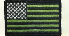 American Flag Patch W/ VELCRO Brand Fastener USA Green Black Black Border 1