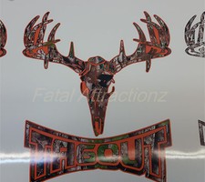 Orange Camo Tagout Deer Skull S4 Vinyl Sticker Decal Whitetail Buck Hunting Bow