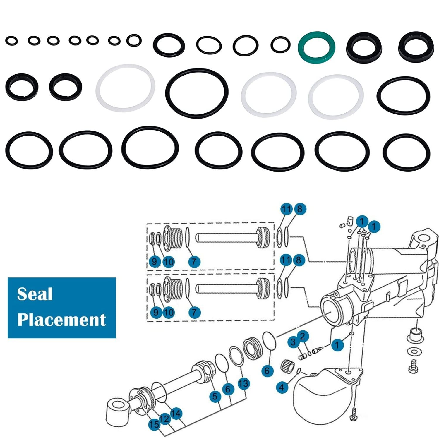 Seal Kit Power Trim/Tilt Cap & Cylinder 115225FS for Yamaha 115225HP