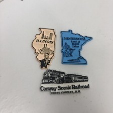 Lot of 3 Minnesota Illinois North Conway MCL Made in USA Refrigerator Magnets