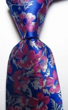 New Classic Floral Blue Red White JACQUARD WOVEN Silk Men's Tie Necktie
