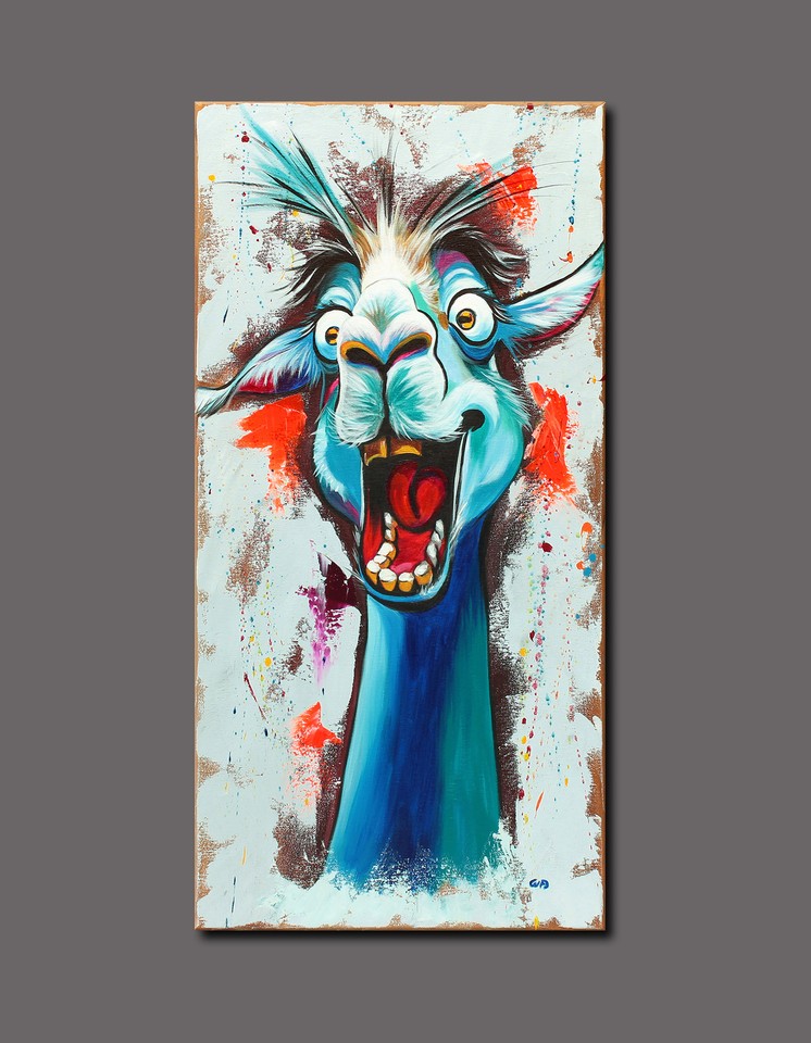 NOVAARTE Acryl Bild Gemälde Lama Abstrakte Malerei Moderne Kunst Tiere