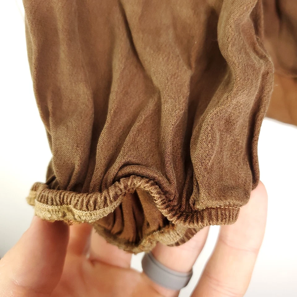 Top de tela piedra para mujer M marrón cambray con volantes escote ajustado ropa informal Foto 4 de 4