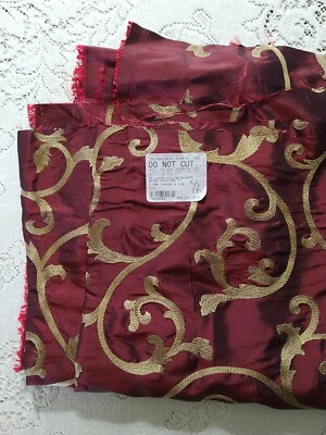 Vintage STOUT BROTHERS Fabric 48x58'' PATHOS 4 WINE SILK?? Gold EMBROIDERY