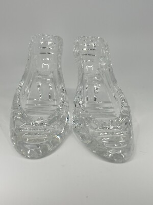 2 Godinger Crystal Cinderella Slipper Glass Slipper - 7.5''L Made in West Germany