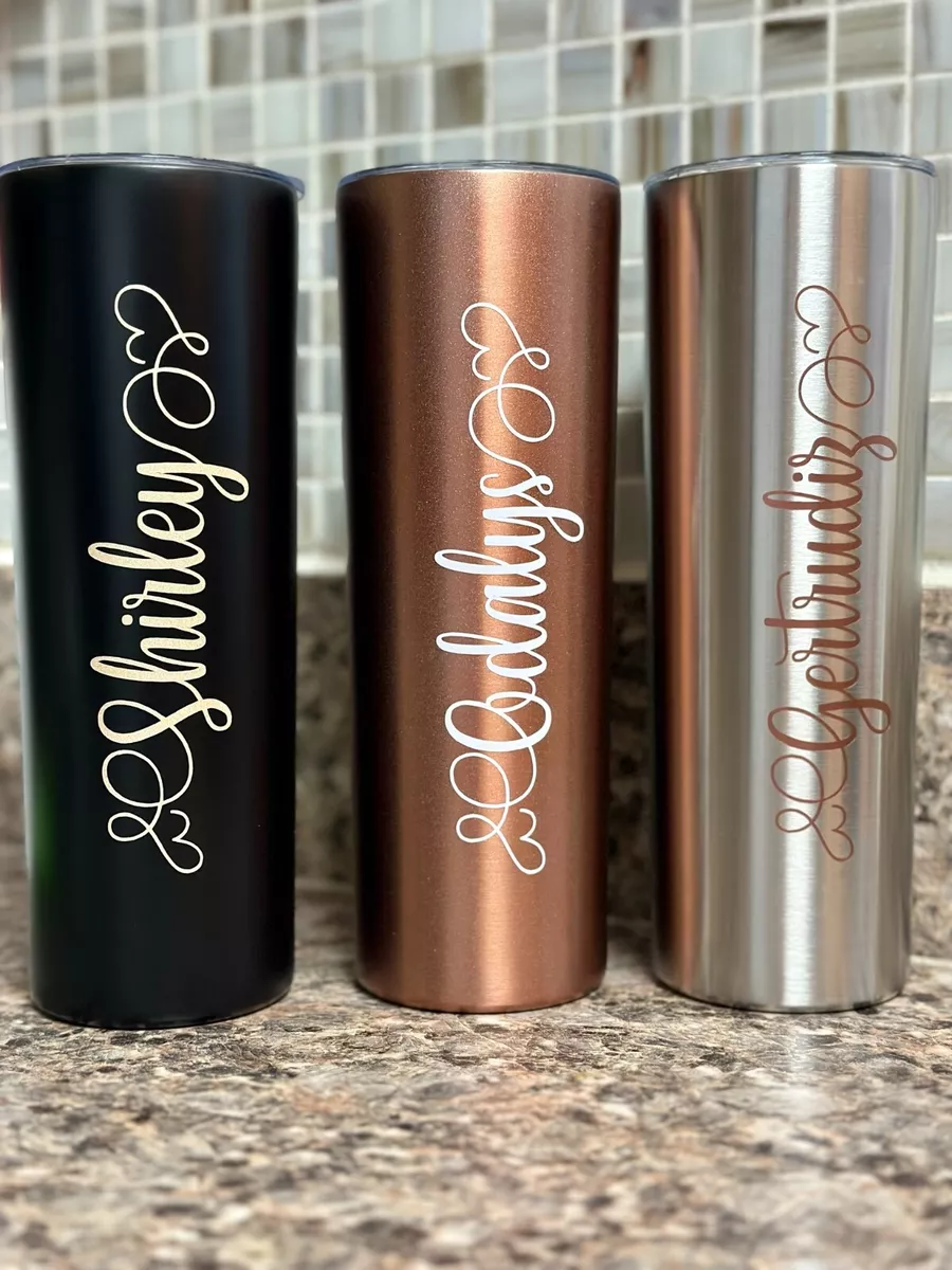 Engraved Personalized Skinny Tumbler with Straw