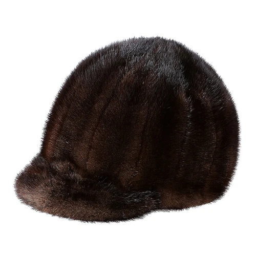 Gorra de béisbol cálida de invierno gruesa de piel de visón real para hombre moda al aire libre - Imagen 6 de 12