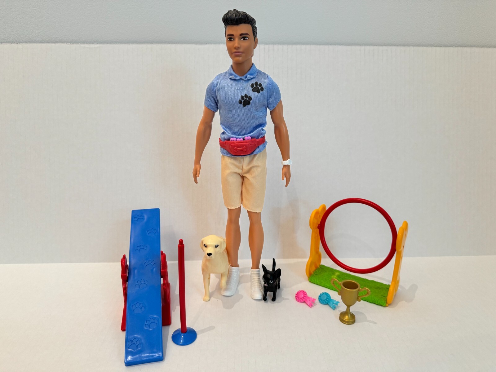Barbie Brand Ken Dog Trainer with Accessories. Ken Doll, (2) Dogs