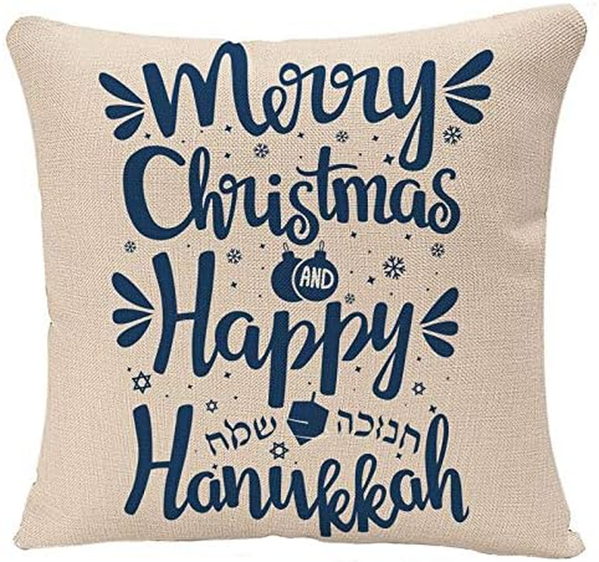 Throw Pillow Covers Festival Hand Written Lettering with Text Happy Hanukkah and-image