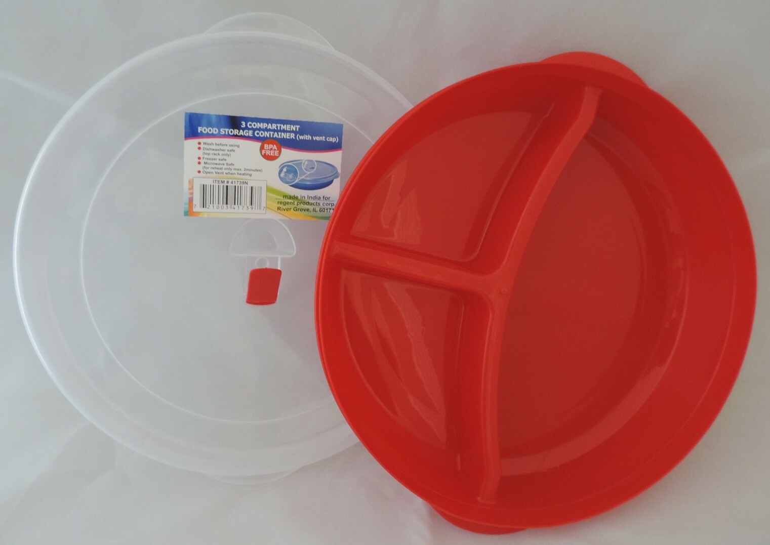 4 Microwave Divided Plates w/Vented Lids Food Storage Containers Cover