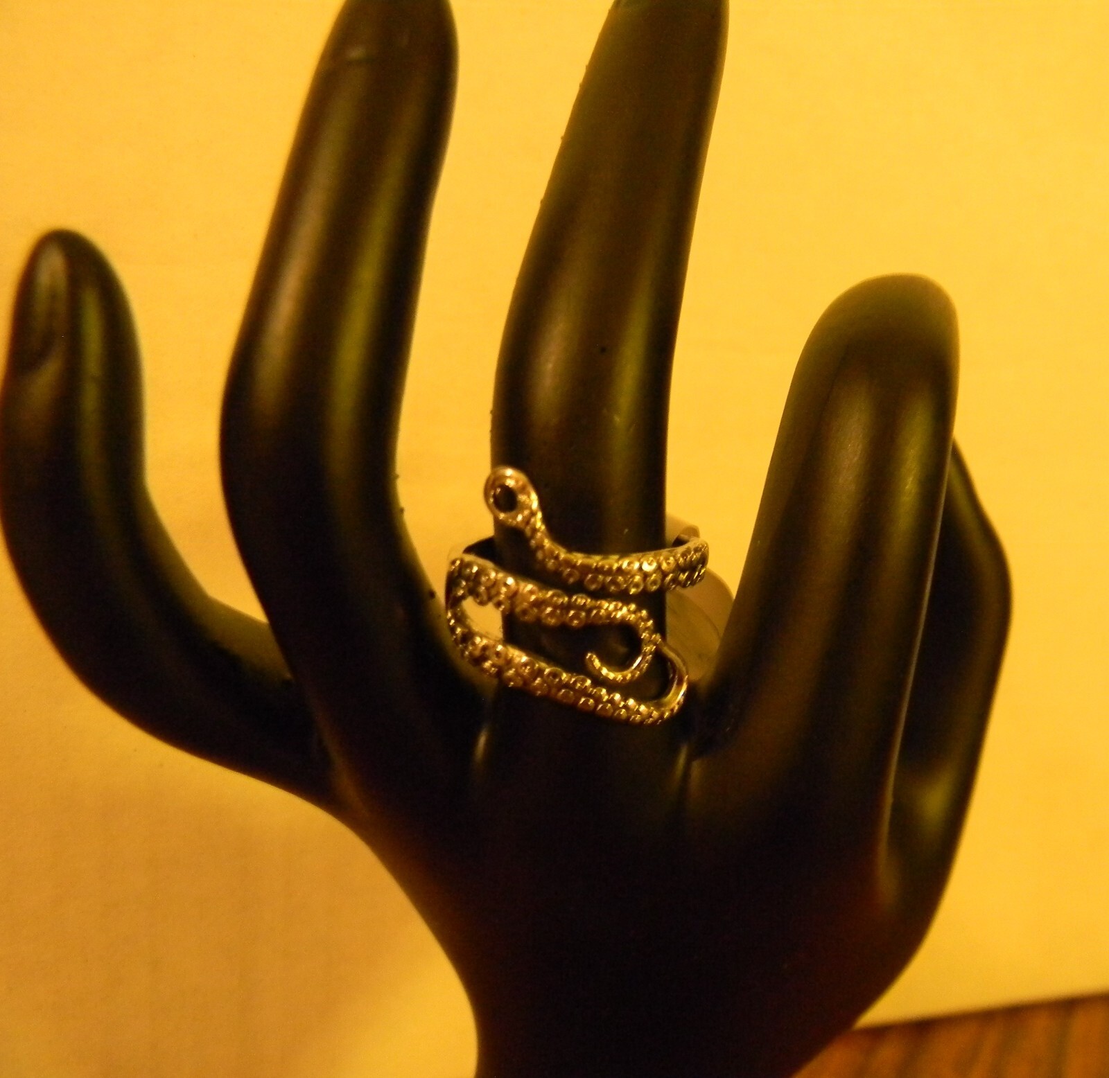 ADJUSTABLE Silver-Tone ~ OCTOPUS TENTACLES ~ Ring… - image 1