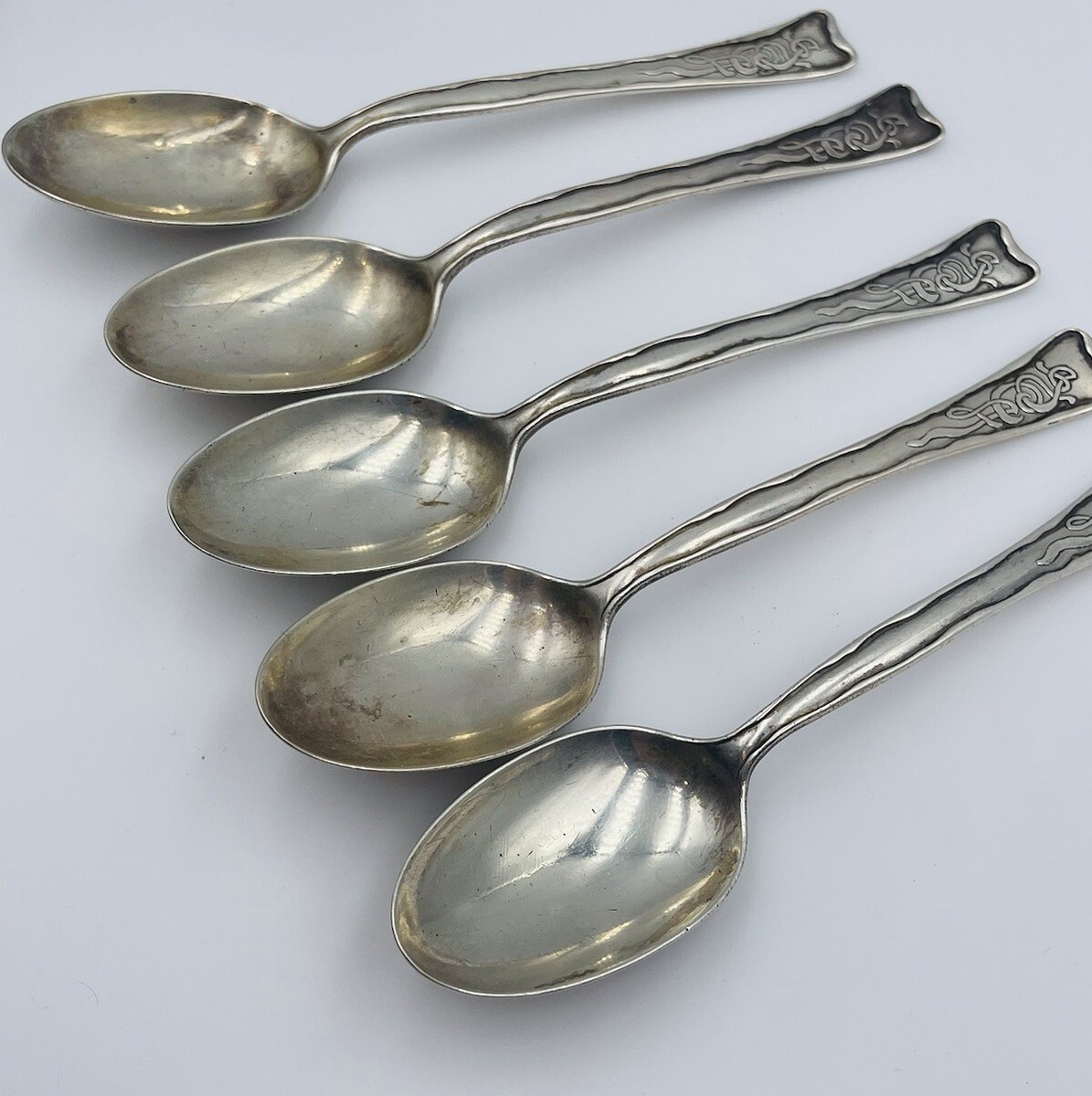 Tiffany & Co Lap Over Edge Antique Set Of 6 Sterling Silver Spoons