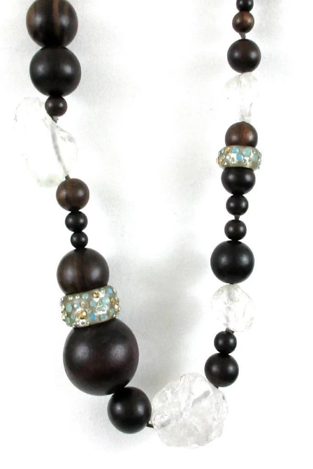 ALEXIS BITTAR ДЕРЕВЯННАЯ БУСИНА, ЛЮЦИТ, ГОРНЫЙ ХРУСТАЛЬ И КАМЕНЬ ДЛИННЫЙ КОРЕНАСТЫЙ ОЖЕРЕЛЬЕ - Изображение 4 из 4