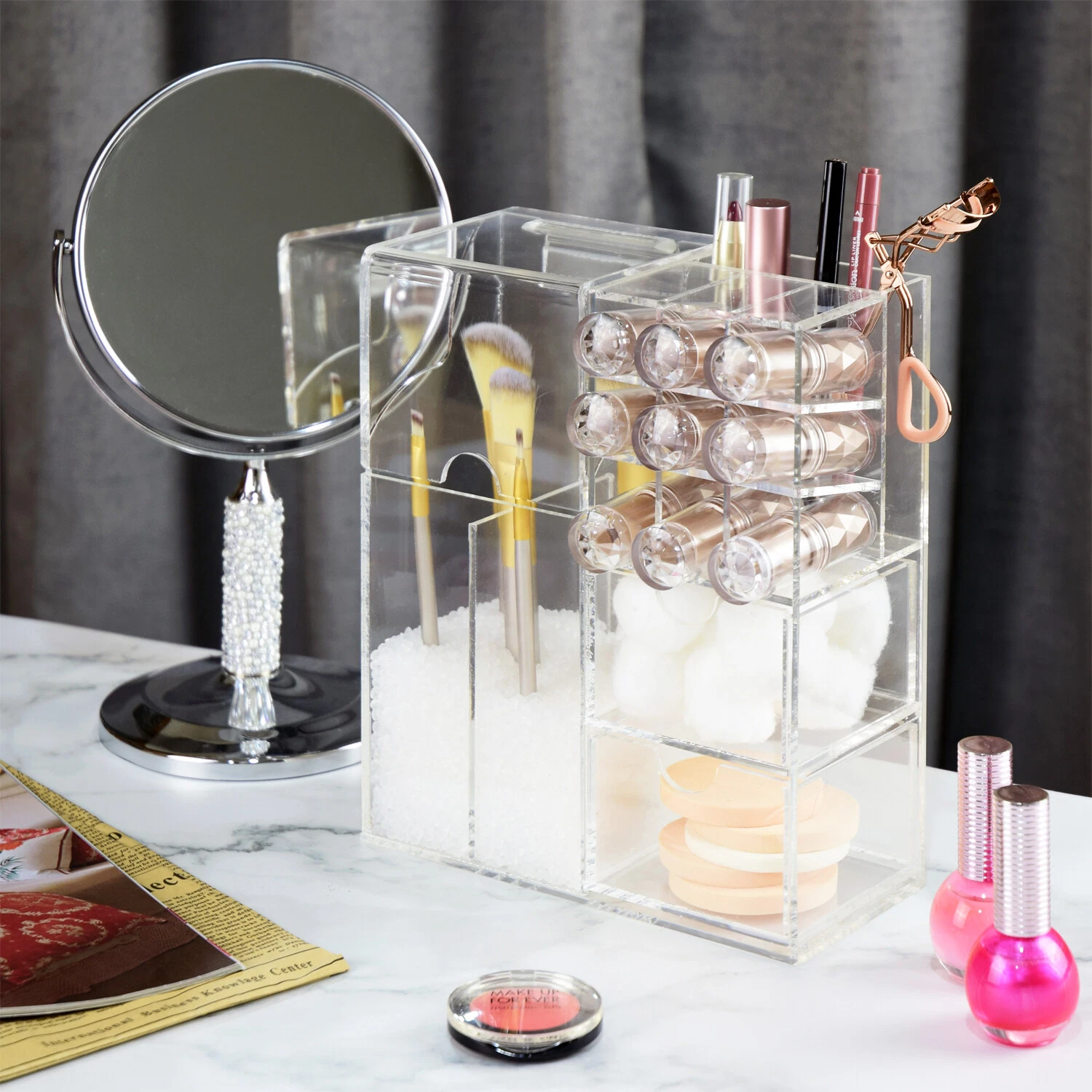 Neuxi Acrylic Makeup Brush Holder Cosmetic Lipsticks Organizer Case