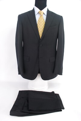 Recent Ermenegildo Zegna 2Btn Suit Black Stripe Wool Flat Front Pants 38R