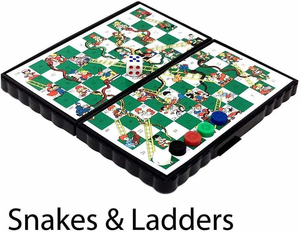 Snakes and Ladders Magnetic Folding Board Game Set Family Fun Game Toys for Gift - Image 2 of 4