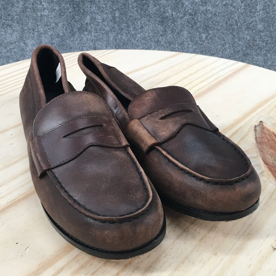 ZARA Shoes Youth 34 Boys Janie And Jack Slip On Penny Moc Loafer Brown Leather - Image 3 of 4