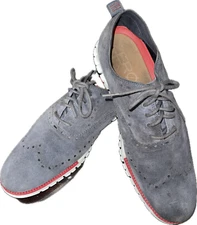 COLE HAAN ZeroGrand Wingtip Oxford Dress Shoes Gray Suede Men's Size 13 C26232
