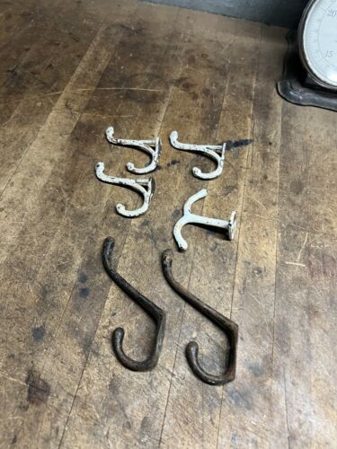 Vintage Old Cast Iron Coat Jacket Wall Hanger Hooks Hotel Hardware Parts Lot USA - Picture 1 of 13