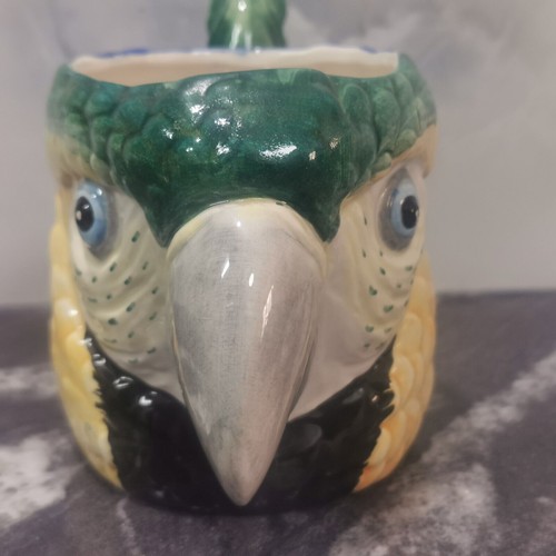 Fitz and Floyd Multicolour Parrot Bird Cup Mug Vintage 1991 Ceramic Rain Forest - Picture 3 of 7