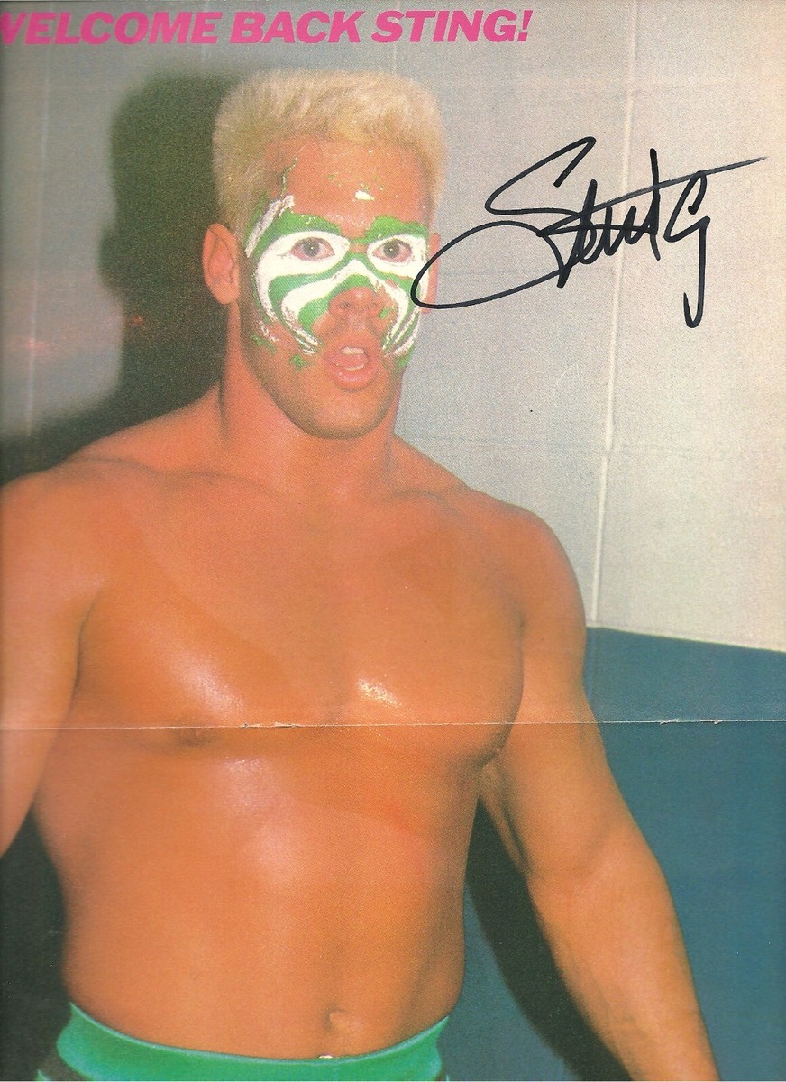 EB2188 THE ICON STING signed Vintage Wrestling Magazine POSTER w