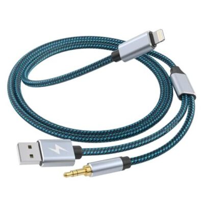 Lightning to 3.5mm Aux Cord Audio Jack 2 in 1 Charging Audio Cable Works 3.3FT