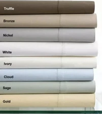 Hudson Park 600TC Cotton Sateen Solid Queen Flat Sheet $150 Pale Bronz BRAND NEW
