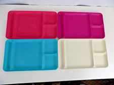 4 Vintage Tupperware Divided Plates Lunch Tray Picnic Camping 1535 Made in USA