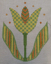 Vintage Handpainted Boho 1970s Orange Yellow Floral Needlepoint Canvas Groovy 13