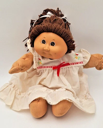 Cabbage Patch Kid Doll Girl Brown Hair Eyes VTG 1984 Needs TLC & Restored READ