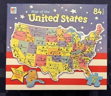 Map of the United States 84 Piece Jigsaw Puzzle Milton Bradley 2002 COMPLETE