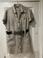 Star By Julien Macdonald Beige Linen Military Style Jacket Size 18,rrp59.99£
