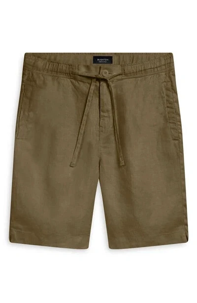 NEW Bugatchi Drawstring Linen Shorts OLIVE SIZE S / 100% AUTHENTIC