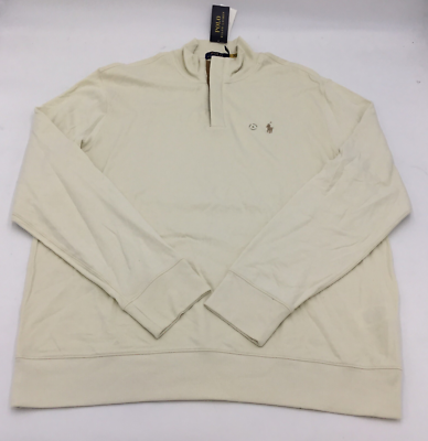 $138 Polo Ralph Lauren Men's Luxury Jersey 1/4 Zip Pullover, Cream