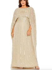 MAC DUGGAL 93993 EMBELLISHED COLUMN CAPE CHAMPAGNE GOWN sz 18W